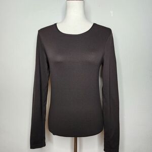 WOLFORD Crew Neck Long Sleeve String Bodysuit in Brown Size Large